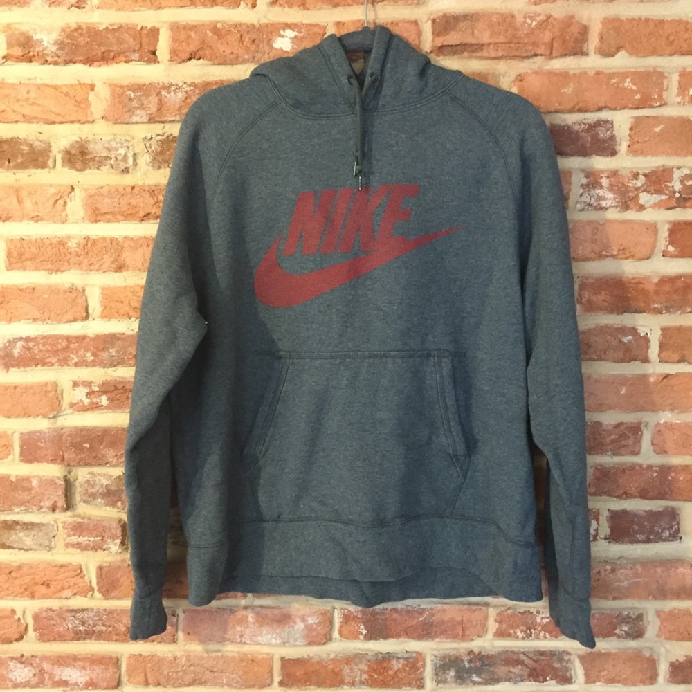 Grey and Red Nike Hoodie